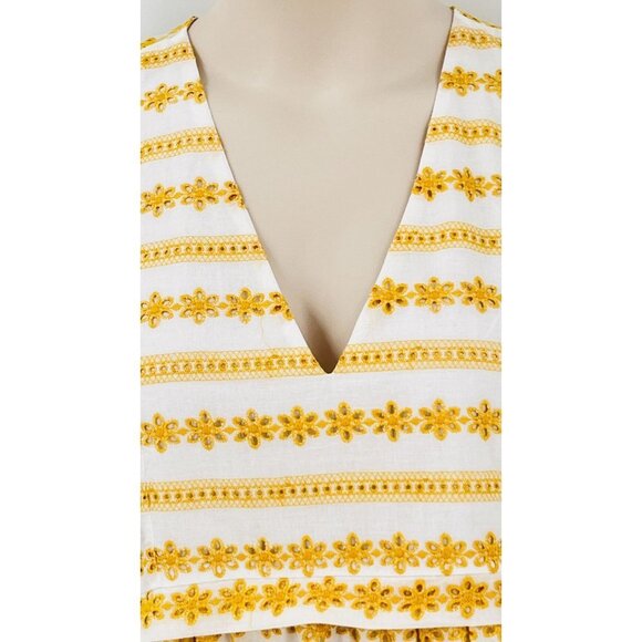 dRA Los Angeles Athena Dress Floral Eyelet Size L Lined Pockets V Neck - Picture 4 of 16